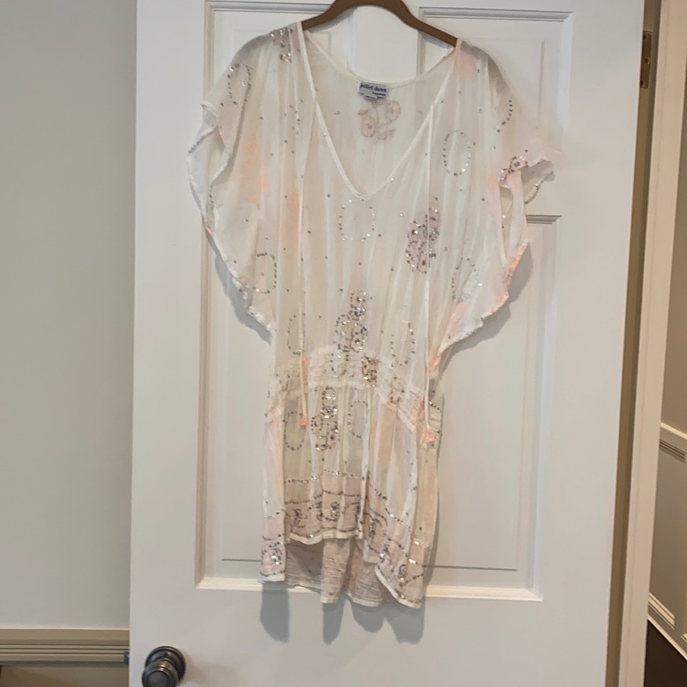 Juliet Dunn Sequin Embroidered Printed Women’s Designer Swimsuit Coverup OS